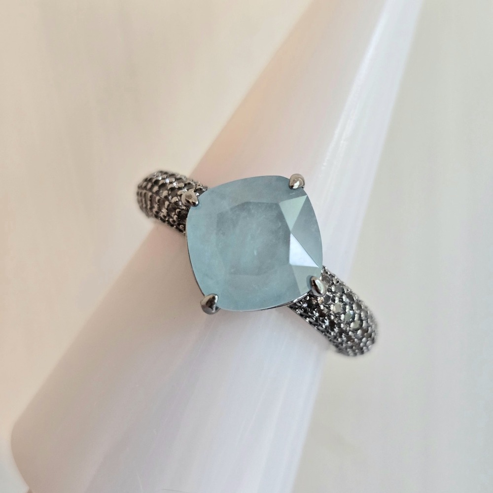 Bomb Party RG35501 Size 8 Ring - Bonbon Baby Sky Blue Topaz on Hematite NEW